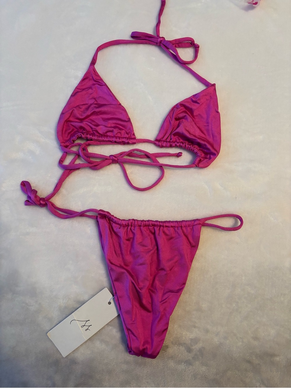 Women’s Tie-String Bikini Set - Hot Pink